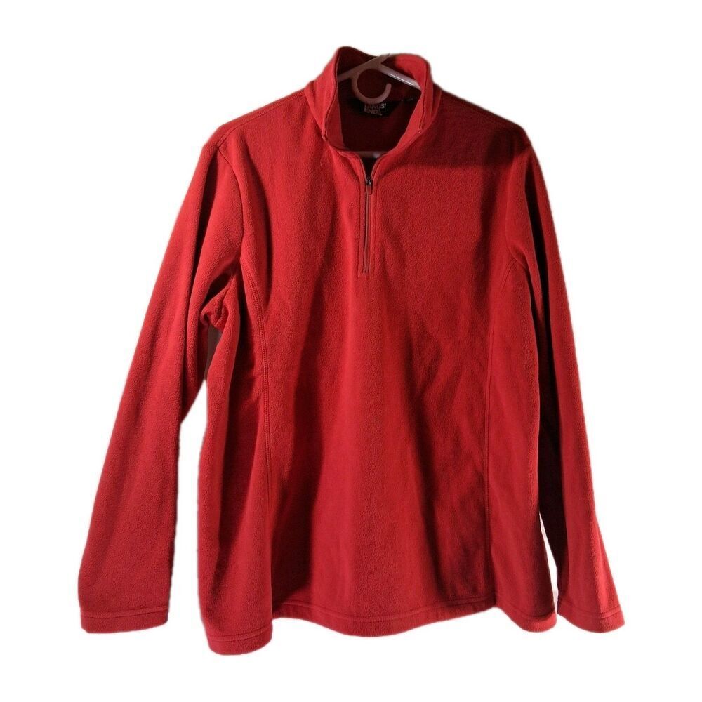 Lands' End Red Fleece Quarter Zip Pullover Women's‎ XL 18 Gorpcore Outdoor Layer